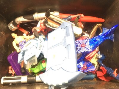 A Box Containing Marvel Figures Star Wars And Other Toys No Reserve.