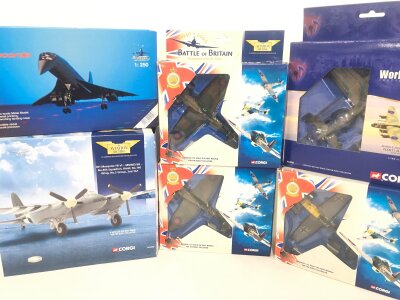 A Collection Of 5 Boxed Corgi Aviation Archive Aircraft And A Schabar Concorde.