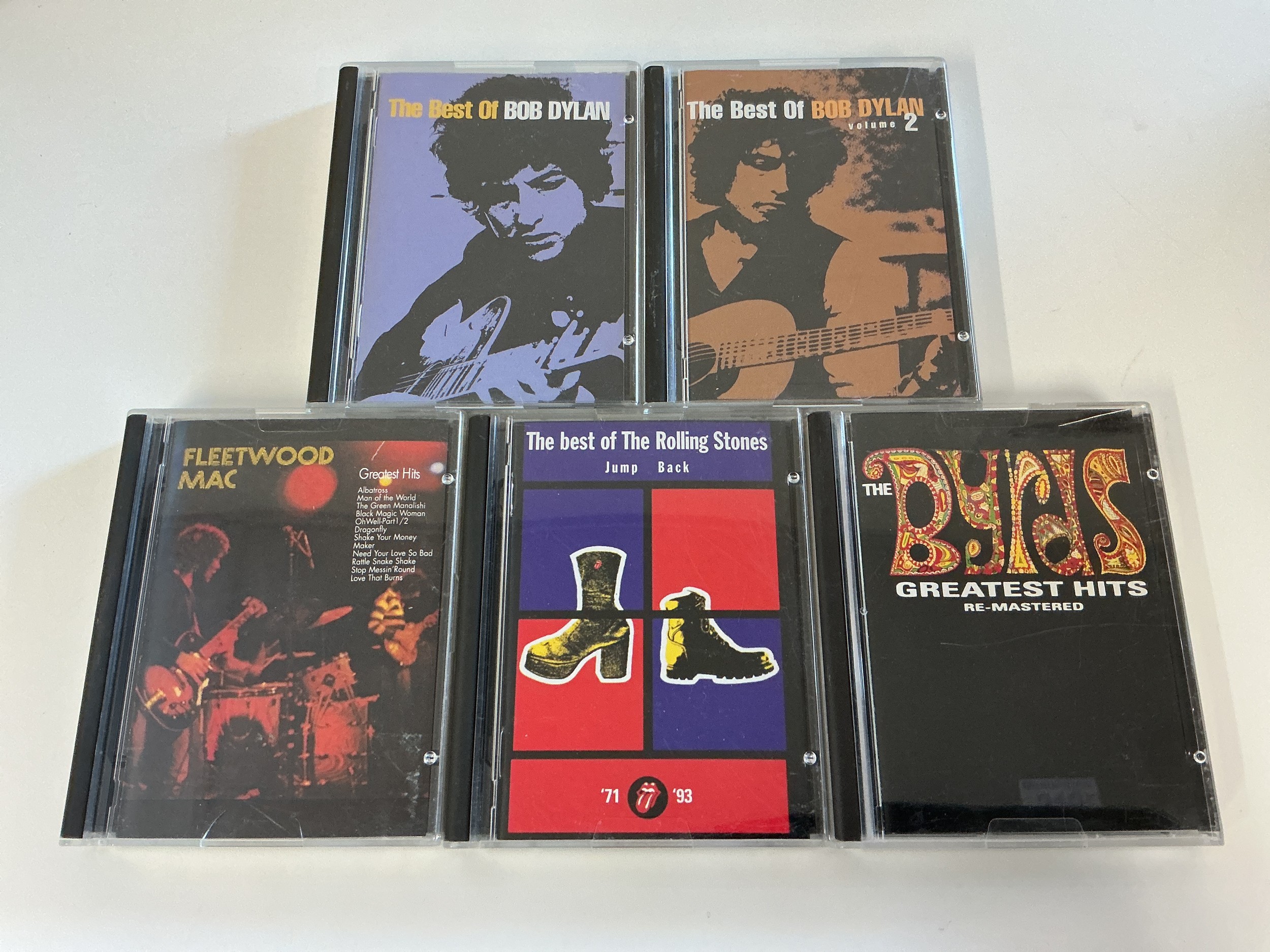 Five minidiscs by various artists comprising Bob Dylan, The Byrds, Fleetwood Mac and The Rolling Stones.