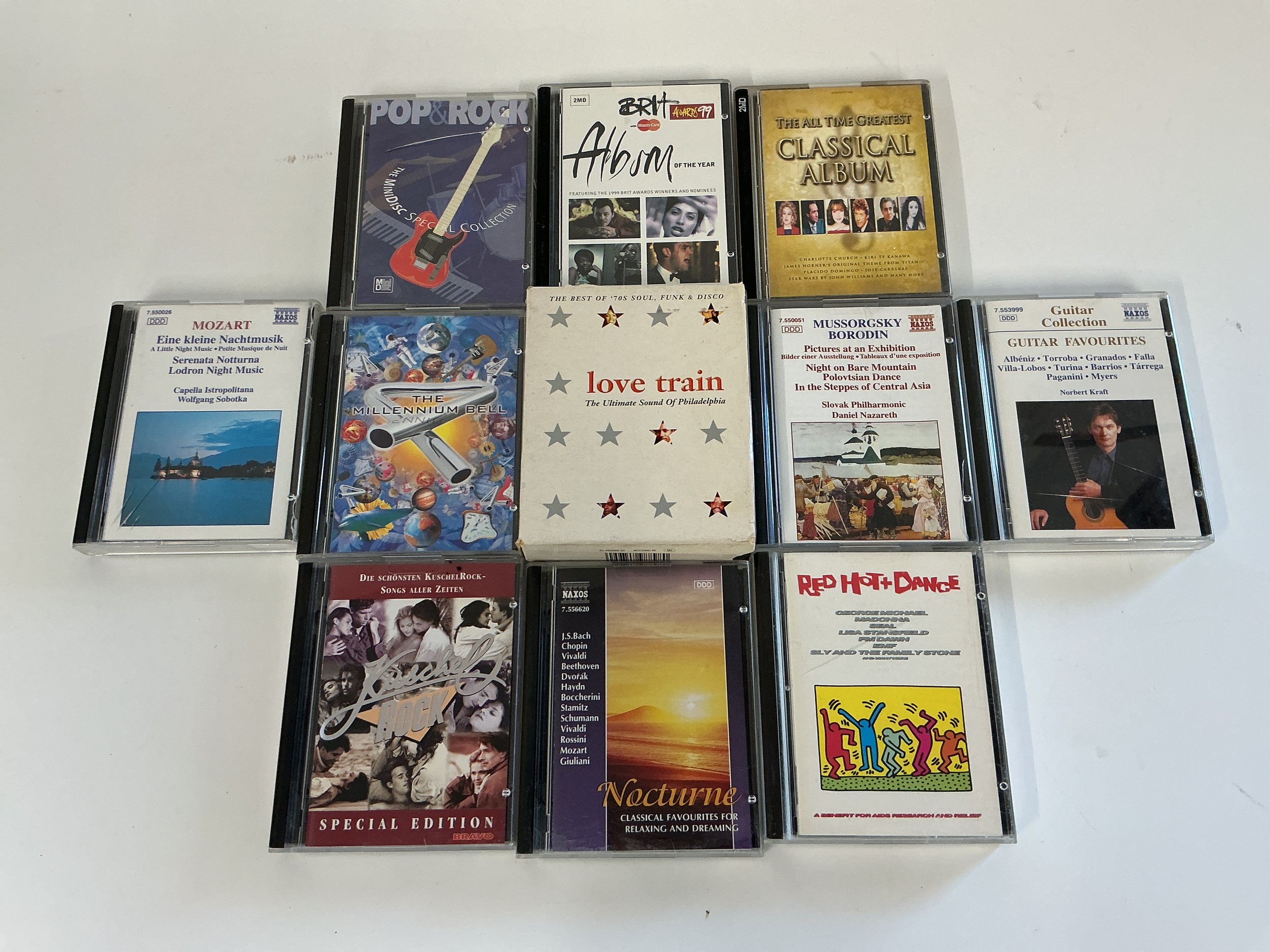 Eleven minidiscs comprising various compilations including Brit Awards 99, Red, Hot & Dance and others.