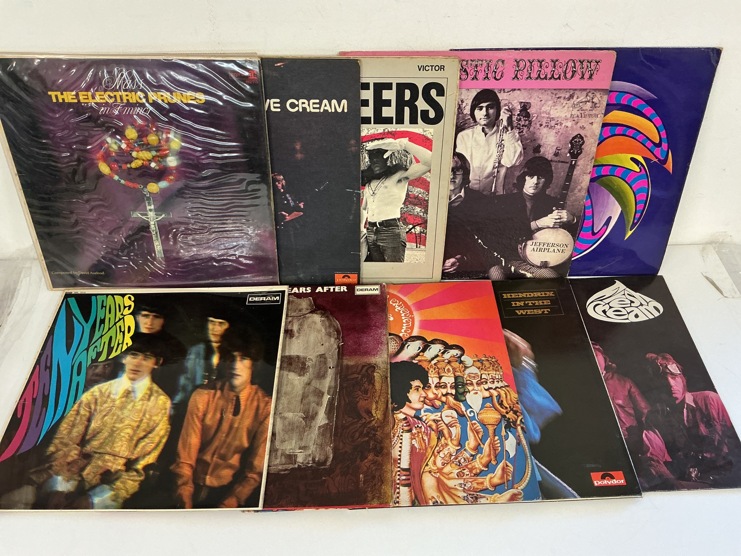 Ten psych rock LPs by various artists including The Electric Prunes, Ten Years After, Jefferson Airplane and others.