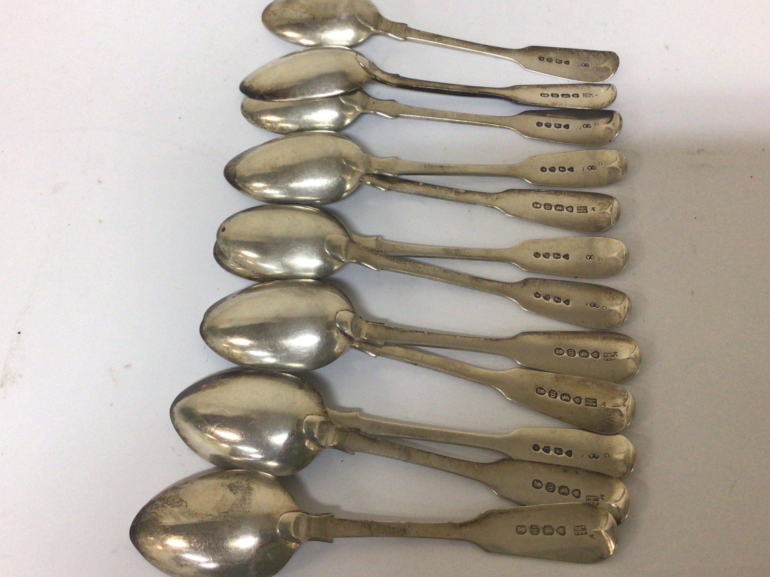  A collection of silver tea spoons Mixed hallmarks George III - Queen Victoria weight 230g 