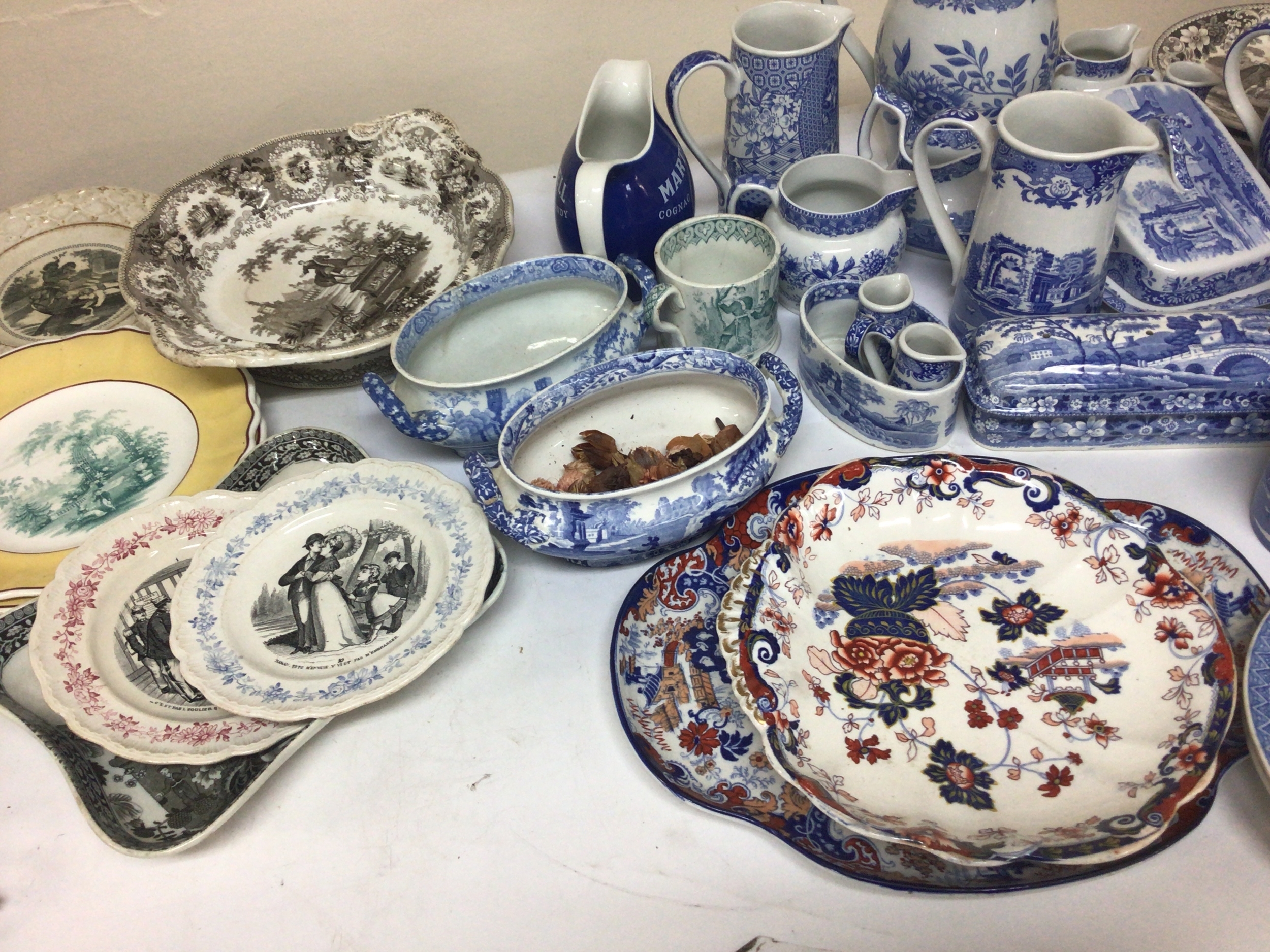  A collection of Victorian and 20th century Spode Porcelain other decorative Victorian ceramics novelty transfer decorated Victorian plates and other ceramics. 