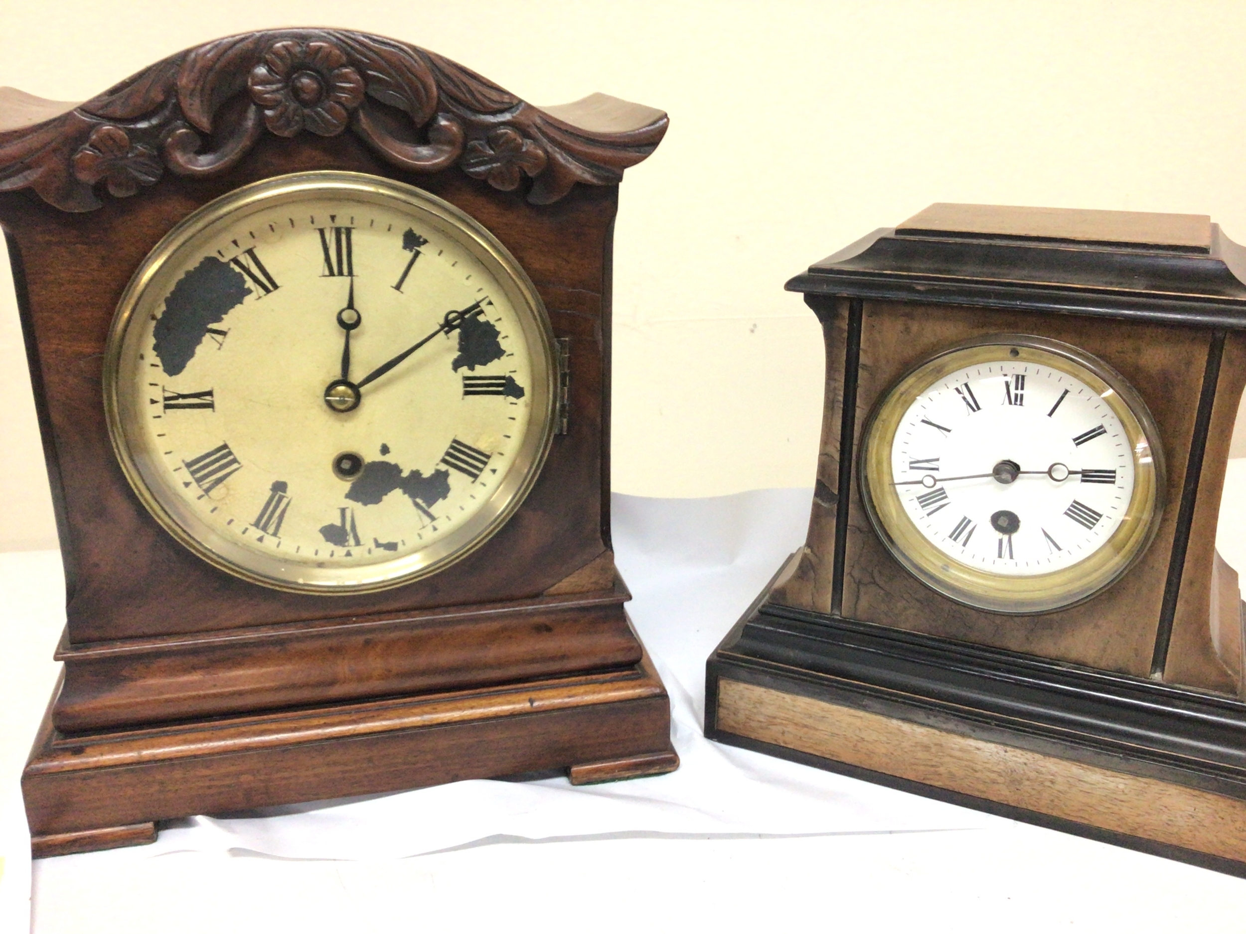 A Victorian Mahogany mantel clock with a single fusee movement and one other smaller mantel clock (2) 