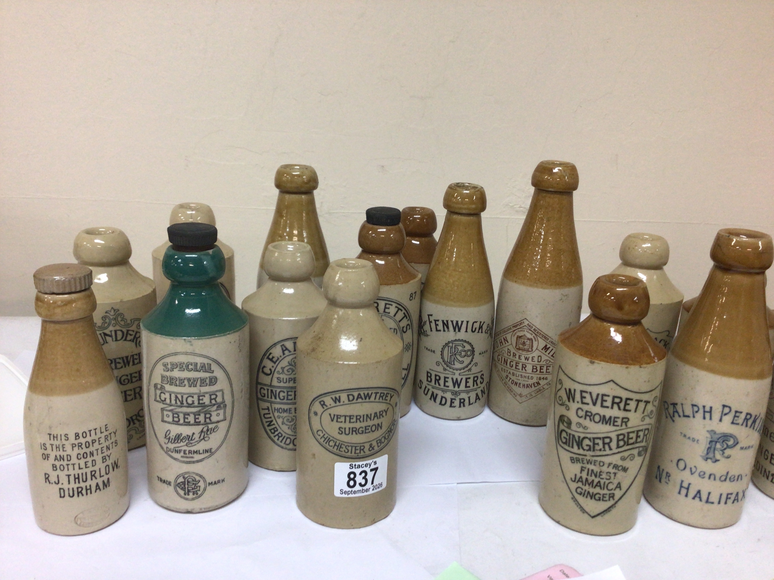  A collection Victorian Micro Brewery Ginger Beer bottles from various regions most of the late 19th century. 