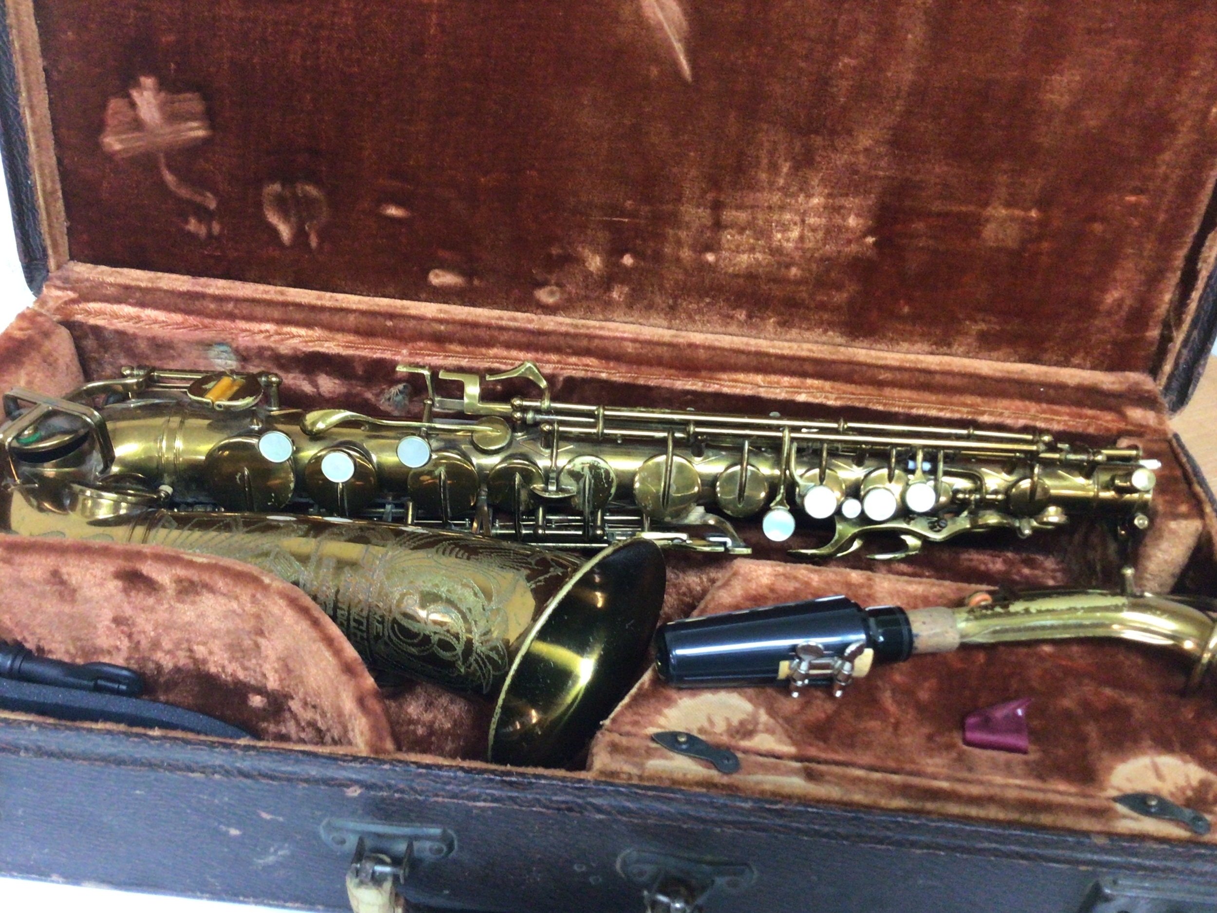  A Vintage Saxophone Buescher made in USA in a fitted case.  