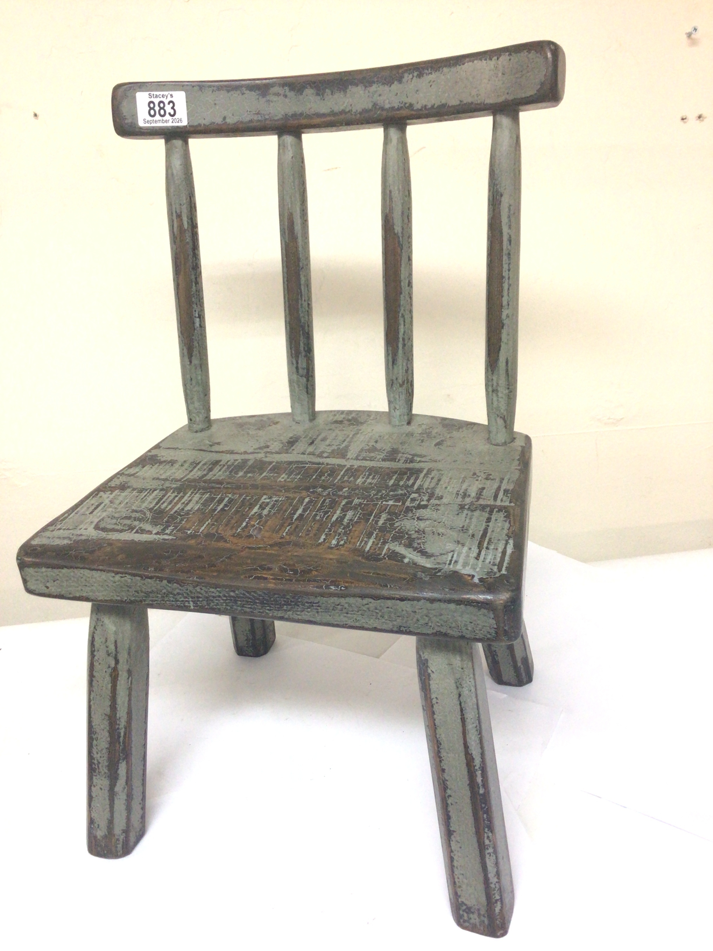  A Nice example of a painted Vernacular child's chair with a solid seat Height 54cm 