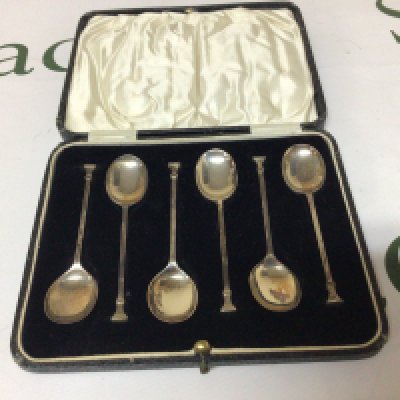 A cased set of silver Coffee spoons Birmingham hallmarks.