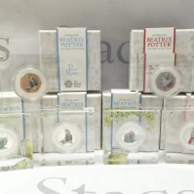Six boxed Beatrix potter 2020 UK 50p silver proof coins . Postage category B