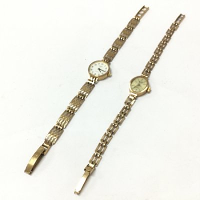 Two vintage 9ct gold ladies watches, Rotary and RJW. 20.29g total weight. postage category a