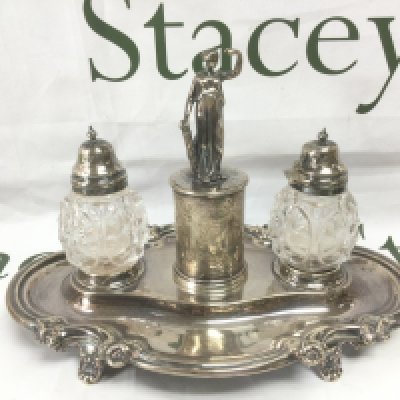 A Victorian silver inkstand, Birmingham hallmarks. Shipping category D.