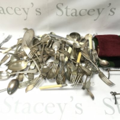 A collection of assorted silver plate cutlery. Postage C