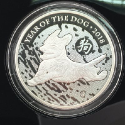 2018 Lunar year of the Dog 5oz silver proof coin with COA Postage B