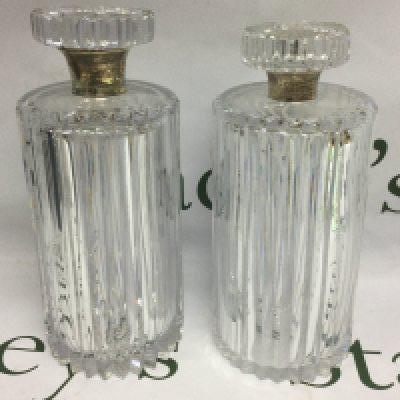 Two silver collared glass decanters of modernist form, tallest approx 23.5cm. Shipping category D.