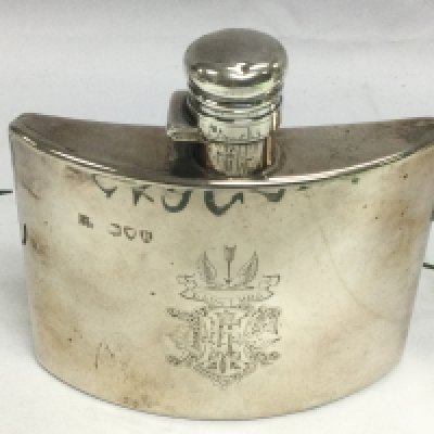 A silver hip flask, London hallmarks, approx 152g. Shipping category B.