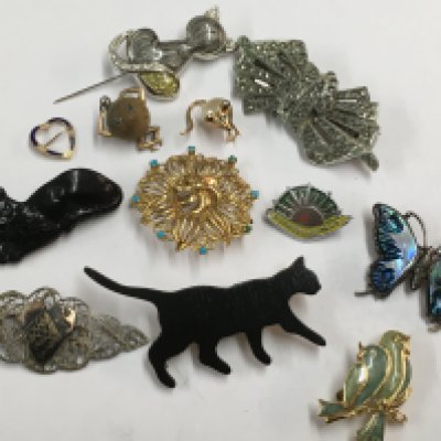 A collection of Edwardian and later brooches including Marcasite