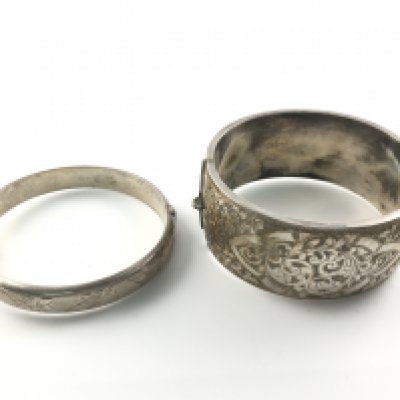 Two hallmarked silver bangles. Postage B