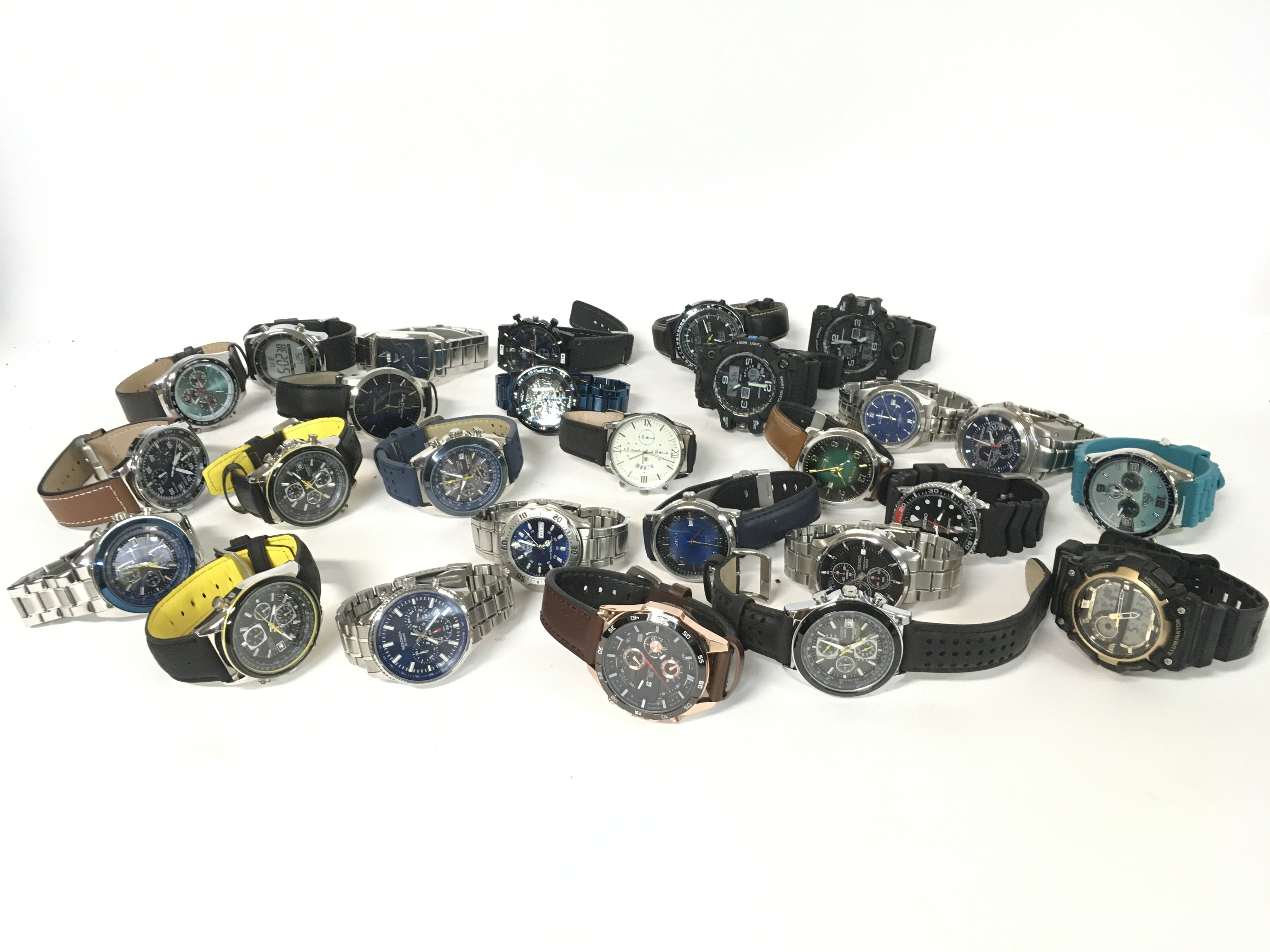 A collection of various watches including Citizen, Seiko, Sekonda, Lorus etc