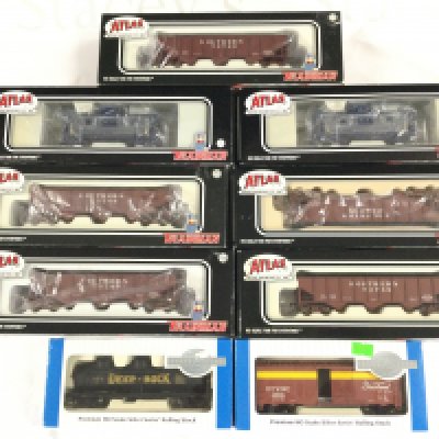 A Collection of Boxed H0 Gauge Rollimg Stock By Bachman and Atlas.