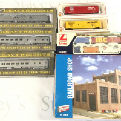 A Collection of H0 Boxed 3 Coaches. Rolling Stock And A Railraod Shop.