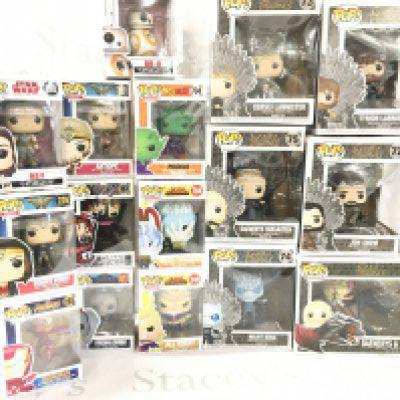 A Collection of Boxed Funko Pop Figures Including Game Of Thrones.