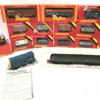 A Collection of Boxed And Loose 00 Gauge Wagons Including 2 Locos.