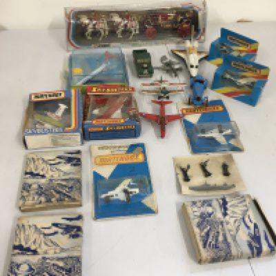 A collection of vintage boxed and Playworn diecast and plastic vehicles by Matchbox Corgi and Crescent. No reserve