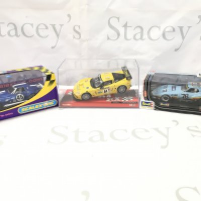 3 X Boxed Slot Cars By Scalextric. SCX And Revell. All Corvettes. No Reserve.
