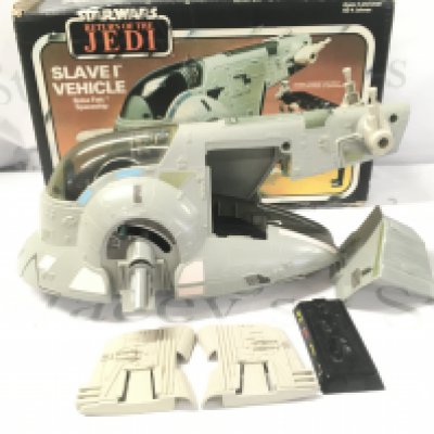 A Boxed Vintage Star Wars Slave I Vehicle. parts Missing.