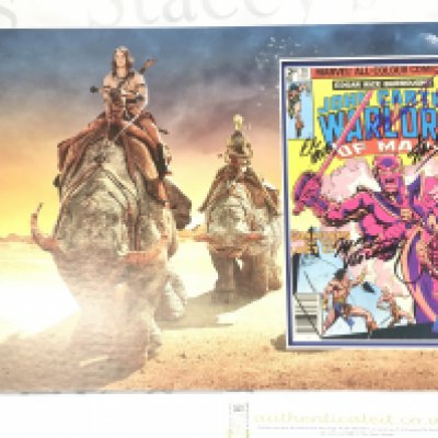 A mounted Marvel Comic. John Carter Warlord Of Mars Signed By Stan Lee. With Certificate Of Authenticity.
