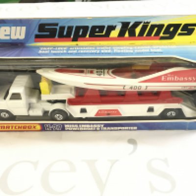 A Boxed Matchbox Superkings Miss Embassy Powerboat And Transporter #K-27.