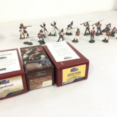 A collection of 3 boxed soldiers and 15 loose soldiers by Britains and King and Country.Boxed are50044C&hellip;17359&hellip;17810 No reserve