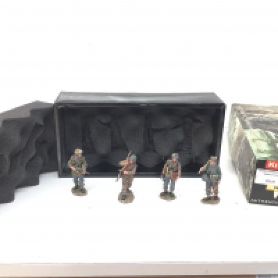 A boxed King and Country 4 figure set of miniature metal models featuring German Forces 1944 titled Fighting Patrol. No WSS58. No reserve.