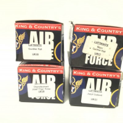 4 x boxed King and Country Minature Military models featuring the Luftwaffe. Including LW01 Adolf Galland..LW03 Gunther Rall..LW17 Major Gunther Rall..LW29 Oberstlieutnant Josef Pips Priller. No reserve