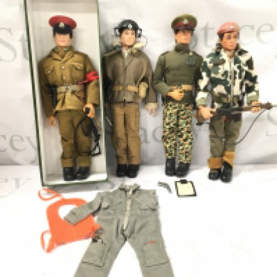 4 X Vintage Palitoy Action Men In Uniform.