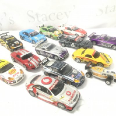 2 Boxes Containing Scalextric Cars. Track. Controllers Etc.(2).