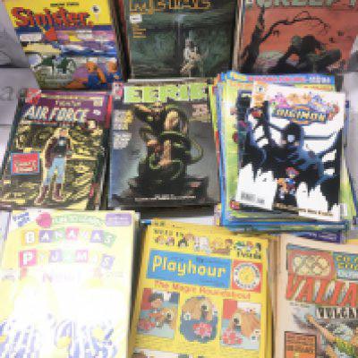 4 X Boxes Containing Various Comics. Bananas In Pyjamas #1.Digimon. Playhour. Valiant. World Of Knowledge. Look in. Etc. No Reserve. (4).