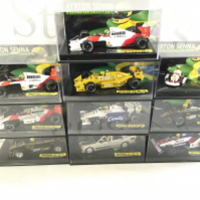 The Complete Set of 18 Boxed Lang/Minichamps The Ayrton Senna Racing Car Collection. 1/43 Scale. With Cardboard Sleeves And Certificate.