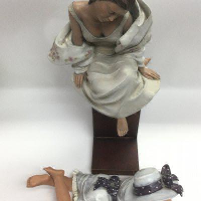 Two large boxed limited edition ceramic figures of girls, largest approx 48 cm tall including plinth. Shipping category D.