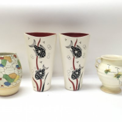 A pair of mid 20th century design barleigh ware vases.