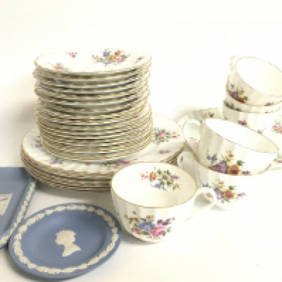 Royal Worcester Roanoke pattern plates, cups, saucers and Wedgewood Jasperware dishes. This lot cannot be posted- NO RESERVE