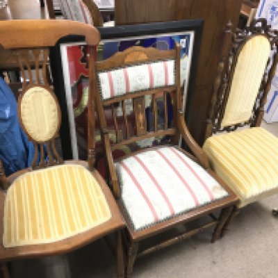 A Victorian oak chair and two Edwardian chairs.- NO RESERVE