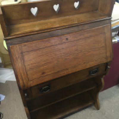 A mahogany Bureau with carved heart design. dimensions 30x73x112cm- NO RESERVE