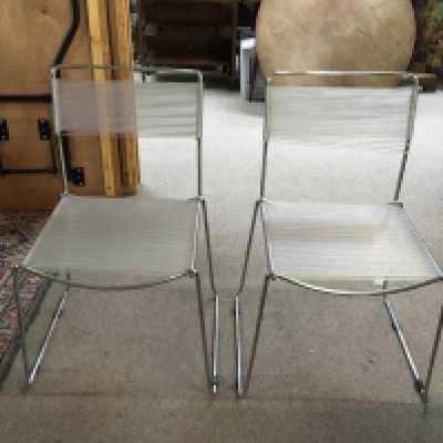A pair of chrome spaghetti chairs 49x43x78cm
