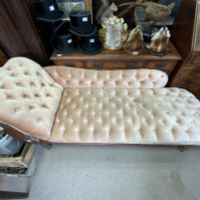 A Victorian upholstered chaise lounge. 190cm.