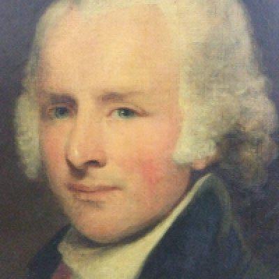 A framed oil painting on canvas circle of Lemuel Francis Abbott portrait of gentleman in blue coat .60 cm x 78 cm .