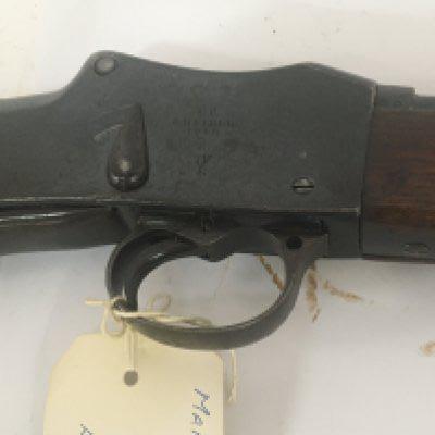 A good example of an Enfield Carbine rifle 1887 with long under leaver action WD stamps the slab sided action with an interesting over strike mark 2 over 1 with Enfield Victoria crown and date 1887 Obsolete caliber.577 no license required.