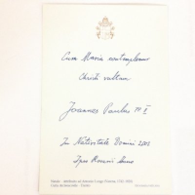 A Pope John Paul II signed handwritten Christmas card. Postage category A