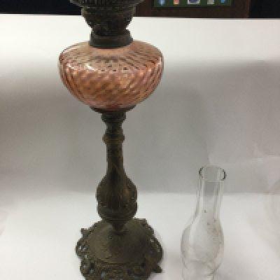 A tall Victorian oil lamp.- NO RESERVE