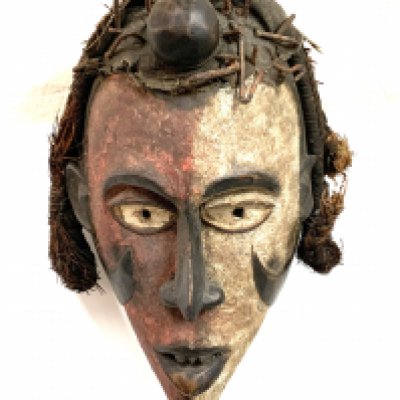 Tribal art, A Bakongo painted tribal painted wall mask. (C).